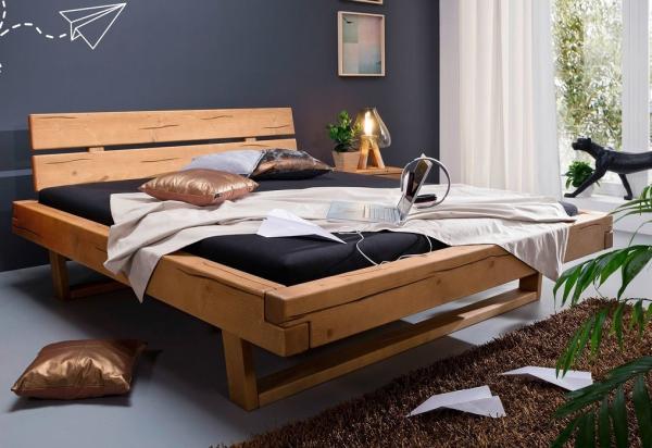 Balkenbett 'Jeanette' 200x200cm Fichte massiv gebeizt