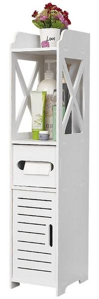JEOBEST Badkommode Badezimmerschrank mit Toilettenpapierhalter, (1-St, Badregal), Schmal mit Tür, 20 x 20 x 80 cm