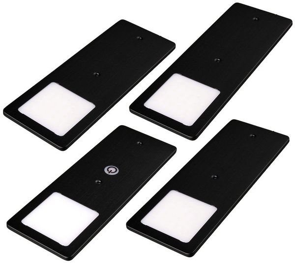 kalb LED Unterbauleuchte schwarz 5W- sehr flache Küchenleuchte mit Touch-Dimmfunktion, 4er Set neutralweiß, neutralweiss