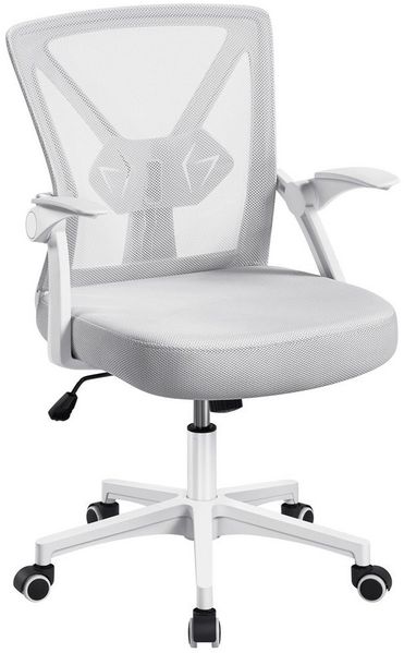 Yaheetech Drehstuhl Höhenverstellbarer Bürostuhl Mesh-Stuhl, Schreibtischstuhl mit Hochklappbaren Armlehnen & Wippfunktion