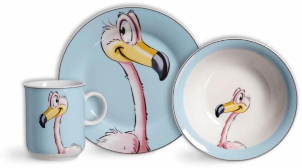 Ritzenhoff & Breker HAPPY ZOO Flamingokind Flo Kindergeschirr Set 3-teilig