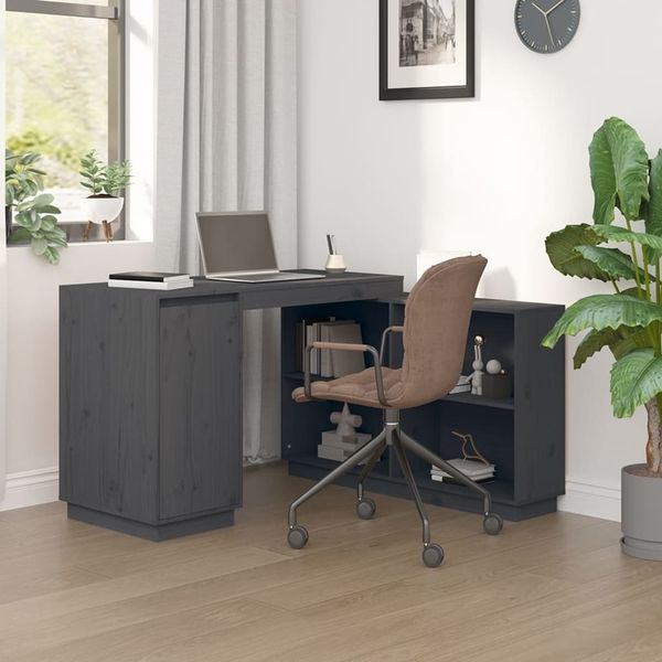 vidaXL Schreibtisch Grau 110x50x75 cm Massivholz Kiefer 814506