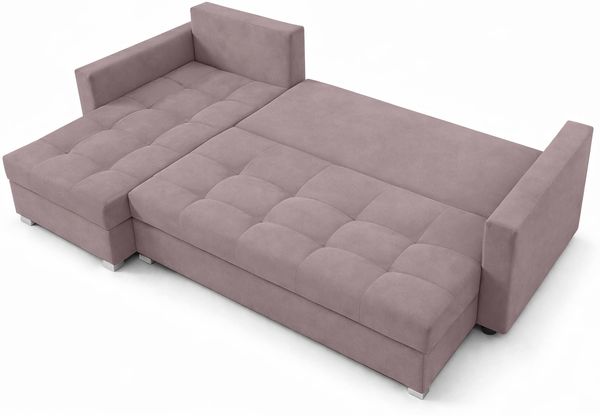 AX LIVING Ecksofa ELIF Rosa mit Schlaffunktion L-Form, Sofa mit Bettkasten - Moderne Ecksofa, Wohnzimmer Ecksofa - Eckcouch Rosa - Links Bild 5