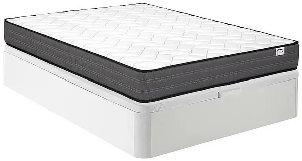 Vente-unique - AMBRACIE Mattress and bed base set StoffHolz, Platte Weiß - B 120 cm x H 20 cm30 cm x L 200 cm