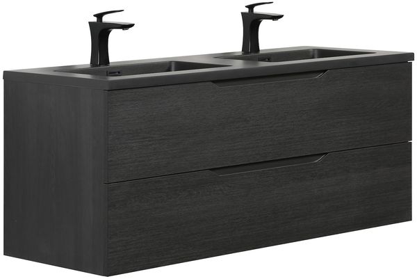 Badplaats Badmöbel Set mit Waschbecken und Unterschrank Cairo 120 x 48 cm Schwarz Eiche - Waschbeckenunterschrank mit Soft-Close und Waschbecken, Vorgemontiert