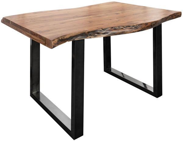 Baumtisch Akazie 140x90x77 natur lackiert / U-Beine anthrazit glänzend FREEFORM 5