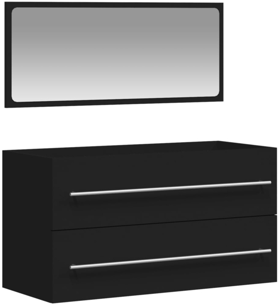 vidaXL Badschrank mit Spiegel Schwarz Holzwerkstoff 833880