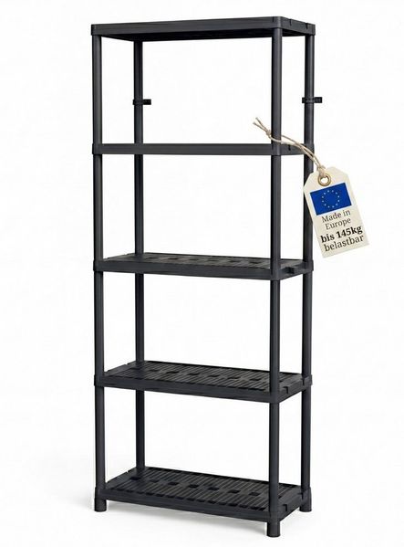 BigDean Steckregal Kellerregal, Lagerregal, Steckregal, 172 x 71 x 35 cm 145 kg belastbar, Packung 1-tlg, Belüftete Böden, Wasserressistent, Easy Clean