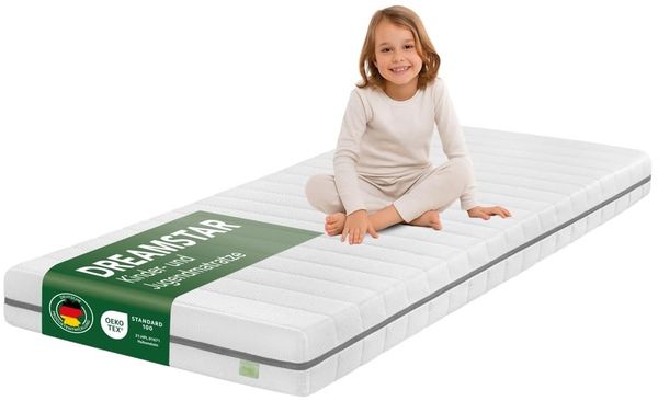 DREAMSTAR Ergo Kids Junior Kindermatratze und Jugendmatratze | Öko-TEX® | hautfreundlicher Bezug abnehmbar und waschbar bei 60 Grad | 90x200 cm
