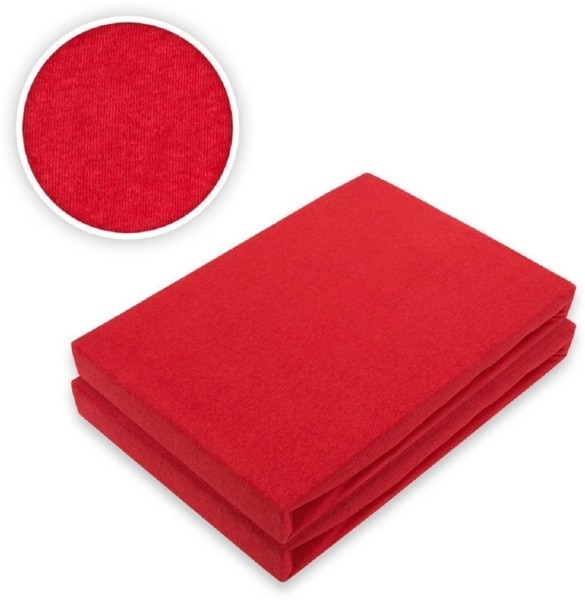 Jersey Spannbettlaken Premium Marke Doppelpack 120 x 200 cm Rot Bild 2