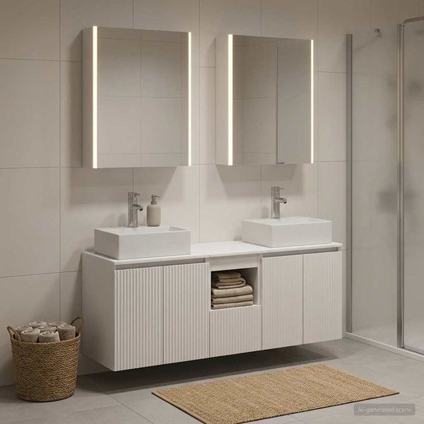 vidaXL Badezimmerschrank-Set 5 pcs Weiß Holzwerkstoff 3406407