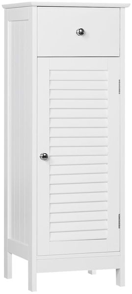 Yaheetech Badezimmerschrank Badschrank Schmal Badkommode Standschrank mit Schublade und Tür, 32 x 30 x 87 cm, Weiß
