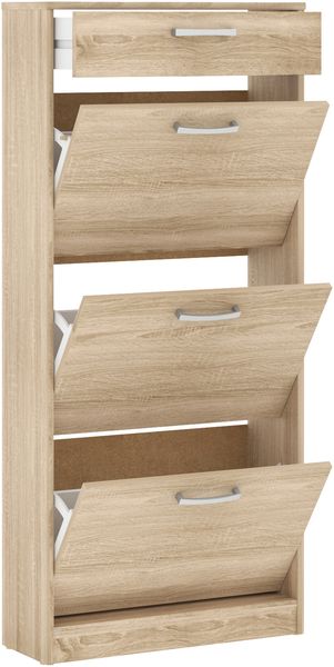 Forte NIKO Schuhschrank 60, Skandi-Schrank, 3 Kippfächer, 1 Schublade, Holzwerkstoff, Flur, Abstellraum, Sonoma Eiche Holzdekor, 58,2 cm breit x 127,7 cm hoch x 20,4 cm tief Bild 2