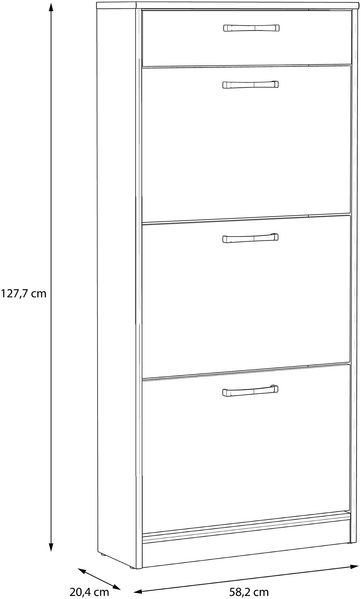 Forte NIKO Schuhschrank 60, Skandi-Schrank, 3 Kippfächer, 1 Schublade, Holzwerkstoff, Flur, Abstellraum, Sonoma Eiche Holzdekor, 58,2 cm breit x 127,7 cm hoch x 20,4 cm tief Bild 3