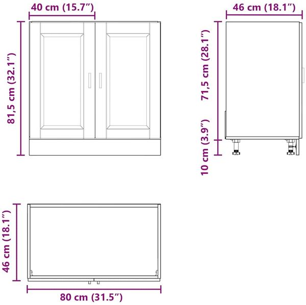 vidaXL Spülenunterschrank Porto Hochglanz-Weiß 80x46x81,5 cm 853929 Bild 11