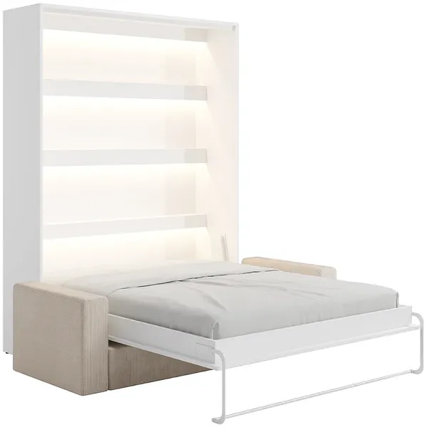 Vente-unique - RAPILI Bett Holz, Platte BeigeWeiß - B 133 cm239,2 cm x H 225,2 cm x L 200 cm Bild 2