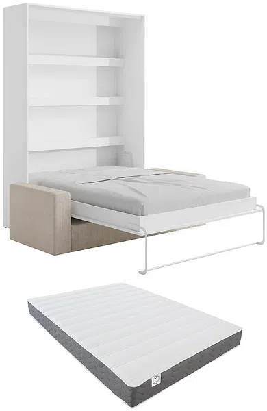 Vente-unique - RAPILI Bett Holz, Platte BeigeWeiß - B 133 cm239,2 cm x H 225,2 cm x L 200 cm Bild 7