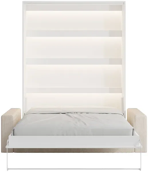 Vente-unique - RAPILI Bett Holz, Platte BeigeWeiß - B 133 cm239,2 cm x H 225,2 cm x L 200 cm Bild 4