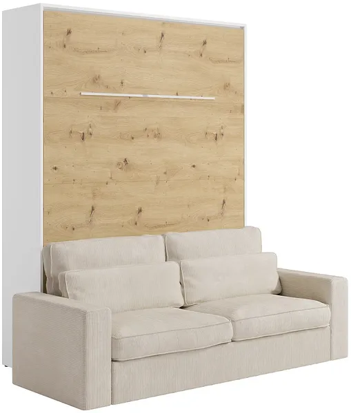 Vente-unique - RAPILI Bett Holz, Platte BeigeWeiß - B 133 cm239,2 cm x H 225,2 cm x L 200 cm Bild 3