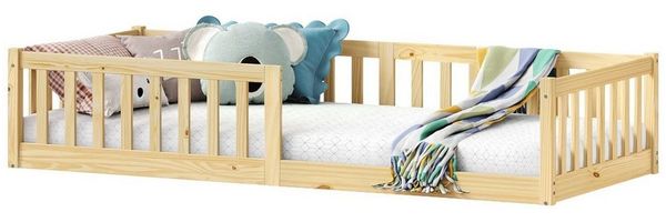IDIMEX Massivholzbett GUSTAVO, Bodenbett GUSTAVO 90x190cm mit Rausfallschutz, massive Kiefer- natur