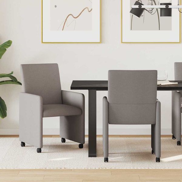 vidaXL Esszimmerstühle mit Rollen 2 pcs Taupe 57 x 66 x 94 cm Stoff 42017813