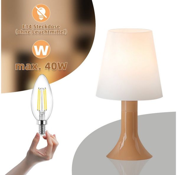 Nettlife Nachttischlampe 2er Set Tischlampe schlafzimmer mit Kabel Kleine E14 Moderne, LED wechselbar, Landhausstil Tischlampen für Esstisch Schlafzimmer Wohnzimmer