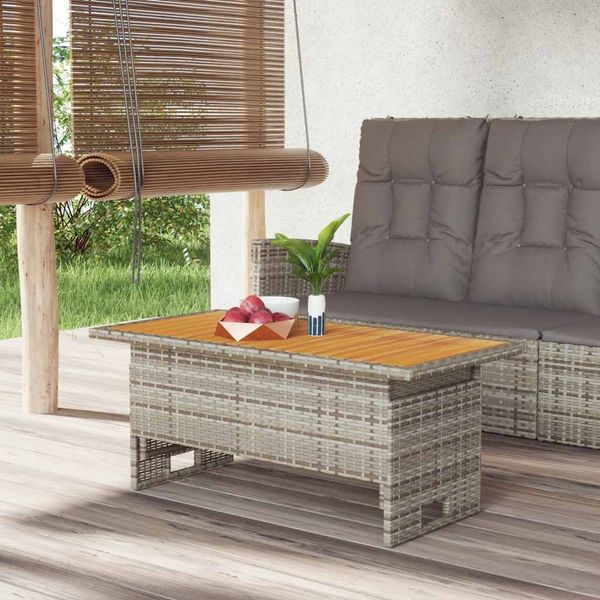vidaXL Gartentisch Grau 100x50x43/63 cm Akazienholz & Poly Rattan 362188