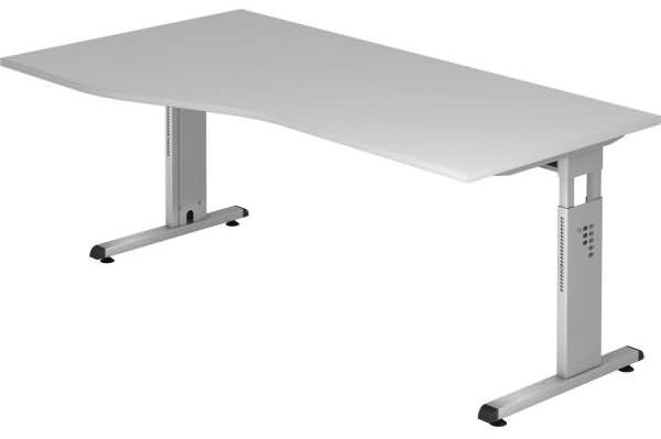 Schreibtisch OS18 C-Fuß 180x100 / 80cm Grau Gestellfarbe: Silber