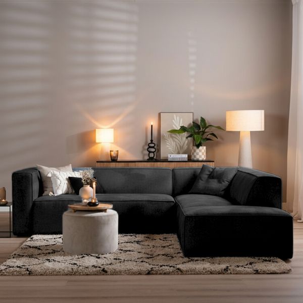 Bronx71 Ecksofa Memphis Stoff schwarz rechts