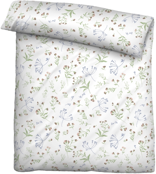 Traumhaft schlafen - Castell - Markenbettwäsche Baumwoll Renforce Bettwäsche 0040790 BLUME ALLOVER, weiss, 1x 155x220 cm + 1x 80x80 cm