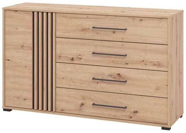 INOSIGN Kommode Ascalon Sideboard, Breite 138 oder 93 cm, mit ABS Schutzkanten, 3D Optik durch Lamellen/ Paneele, FSC-zertifizierter Holzwerkstoff