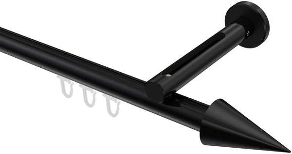 Innenlauf-Gardinenstangen-Set Siteno Savio 120 cm, 1-läufig, 20 mm Ø Schwarz