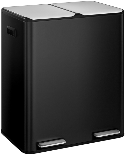 STEELSØN 'Elyron' Mülleimer, 2x30L, schwarz/silber, Edelstahl, Mülltrennsystem mit 2 Fächern, inkl. Softclose-Deckel und Geruchsfilter