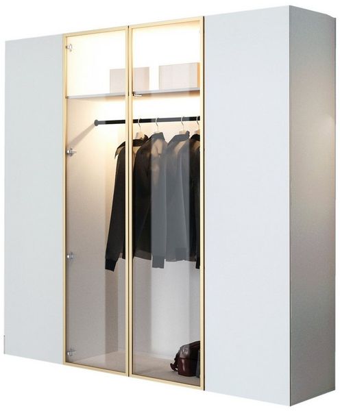 Compleo Kleiderschrank Drehtürenschrank, Designer-Schrank mit modernem Look STELLS LED-Beleuchtung, Push to open Funktion