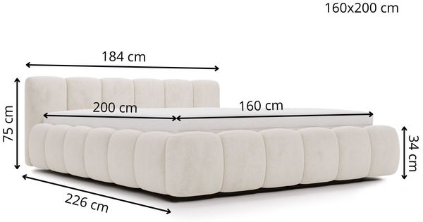 GRAINGOLD Cloud Low Bett 160x200, Polsterbett mit Bettkasten und Lattenrost, Velour-Stoff, Beige Bild 7