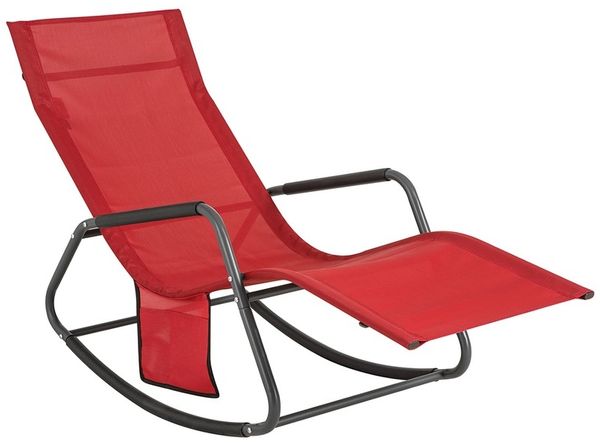 SoBuy OGS47-R Schaukelstuhl Garten, Textilgewebe, Lackiert, Rot, 145 x 84 x 57 cm