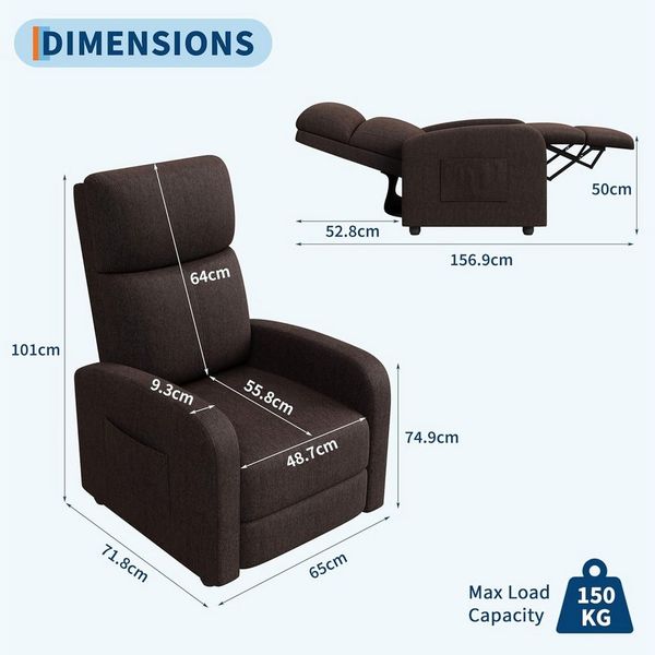 GarveeMore Relaxsessel mit Liege-Funktion,Fernsehsessel Ruhesessel Liegesessel, Polstersessel verstellbar Einzelliegesessel Wohnzimmer Schlafzimmer