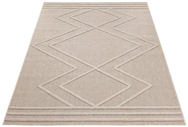 SIMPEX24 Outdoorteppich Boho Design, Läufer, Höhe: 8 mm, In & Outdoor Teppich Beige Boho Design für Küchen Balkon Terrasse