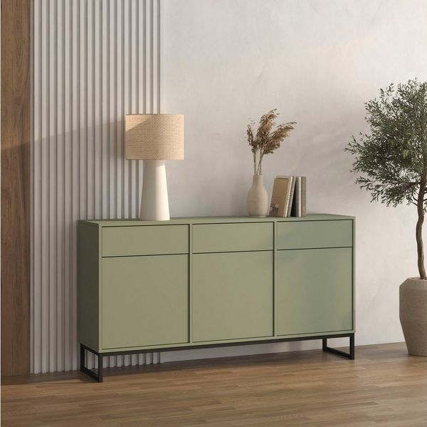 OTTO home Sideboard Loft, Breite 157 cm, grifflose Kommode 3 Türen/3 Schubkästen, Schubladenschrank mit viel Stauraum, Einlegeböden verstellbar