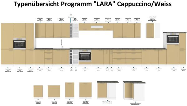 Spülenschrank 50 Lara Cappuccino Hochglanz + Weiß matt Küchenzeile Küchenblock Bild 4