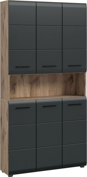 welltime Stauraumschrank (1-St) Florenz, Mehrzweckschrank Nox Oak NB, 90 cm breit