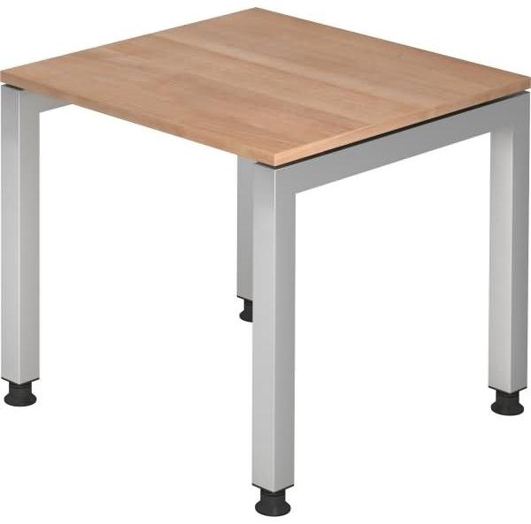 Schreibtisch JS08 U-Fuß / 4-Fuß eckig 80x80cm Nussbaum Gestellfarbe: Silber