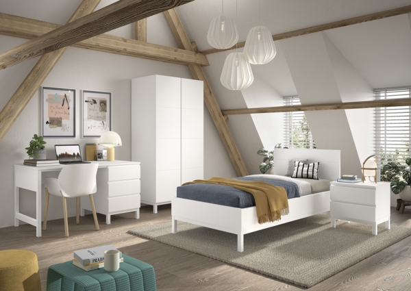 4-tlg. Schlafzimmerset Eva 98.5 x 196.2 x 57.8 cm Kiefer MDF Weiß