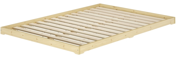 Niedrigbett Doppelbett unbehandeltes Holz 200x200 Fichte Tanne V-60.47N-20Rollrost inkl.
