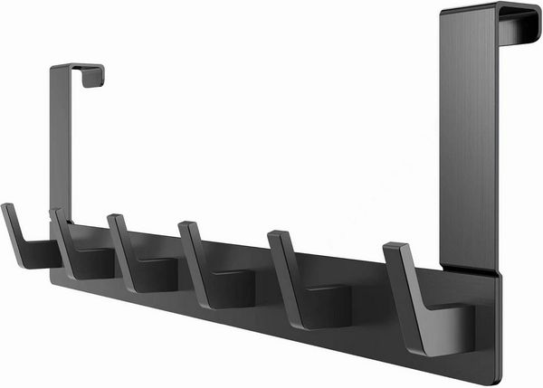 Refined Living Türhaken Türgarderobe zum Einhängen mit 6 Haken, ohne Bohren, Rostfrei, für Flur, Bad und Küche, Tür, Schlafzimmer, (Hakenleiste Bad, Türgarderobe, Ohne Bohren Türhaken, Platzsparende Türhaken, Türhaken zum Einhängen, 1-St, Arbeitszimmer...