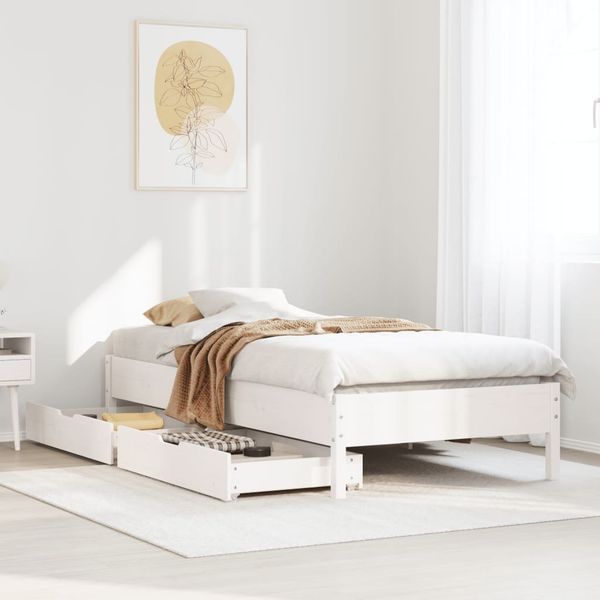 vidaXL Massivholzbett ohne Matratze Weiß 90x190 cm Kiefernholz 3301732