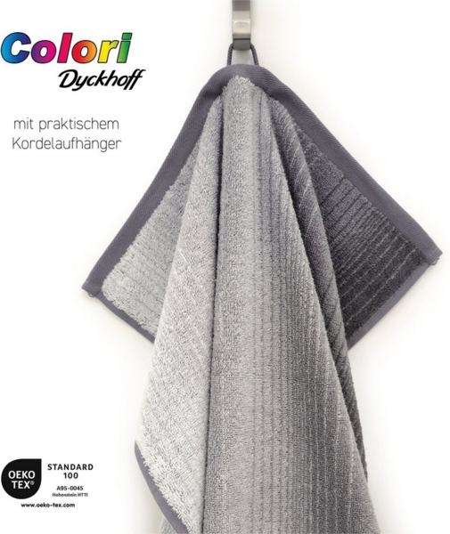 Handtücher Duschtücher - Farbverlauf Design - aus Bio Baumwolle Handtuch Colori, 70x140 cm,grau