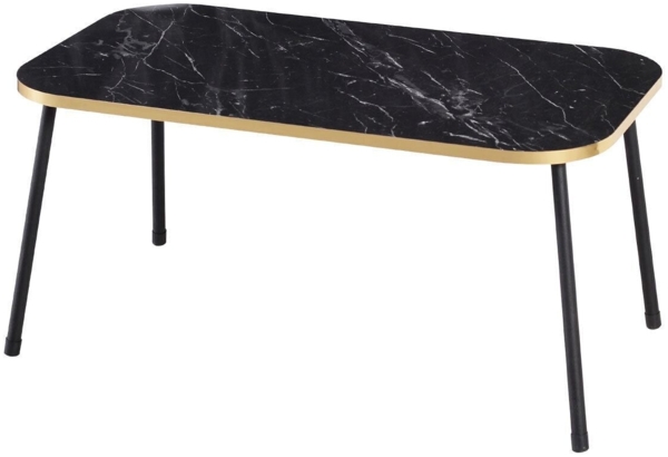 Couchtisch mit Metallbeinen 90 x 50 cm Spanplatte/metall/pvc Marmor Dekor - schwarz 89321721 [en. casa]