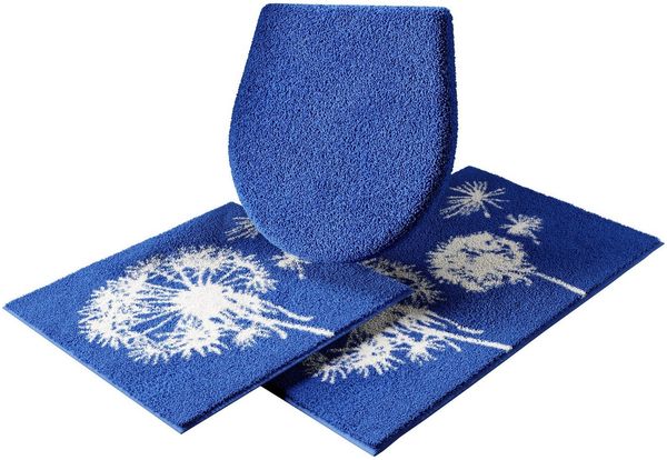 Grund Badematte Pusteblume, Badvorleger, Badezimmer Teppich, sehr weich, Höhe 20 mm, rutschhemmend beschichtet, fußbodenheizungsgeeignet, schnell trocknend, Polyacryl, 2-tlg. Hänge-WC Set, weiche Haptik, auch als 2-teiliges Set erhältlich, Made in Europe