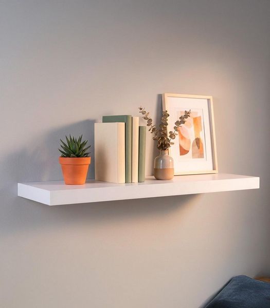 Home4You Wandboard MIKI, B 60 x H 23,5 cm, Weiß matt, MDF, PVC, 1-tlg, 1 Ablagefläche
